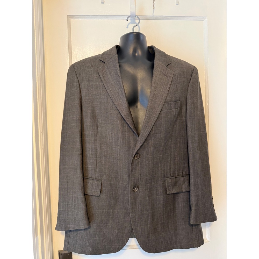 Jos. A. Bank Blazer Mens 42R Green Grey Wool Cashmere Glen Check 2 Button Jacket
